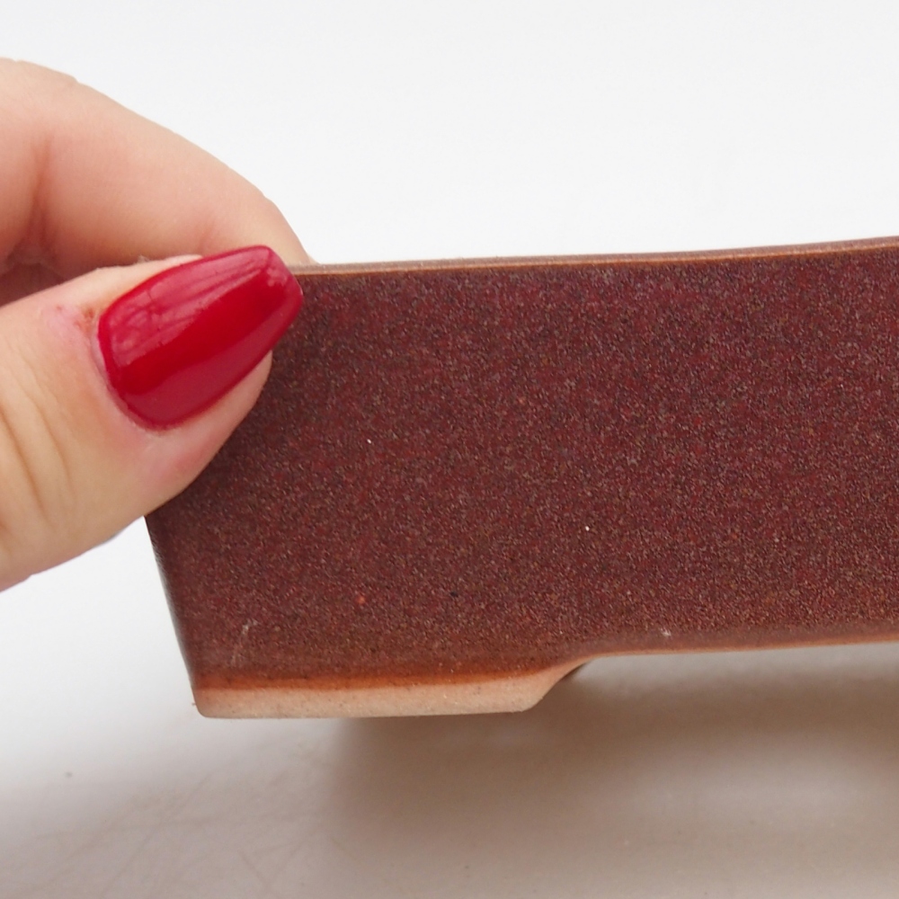 Cuenco bonsái de cerámica 11,5 x 9,5 x 6 cm, color burdeos