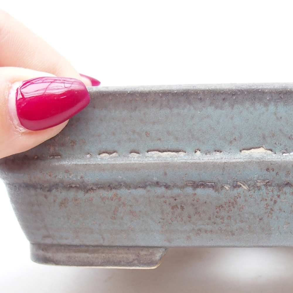 Cuenco bonsái de cerámica 14,5 x 11,5 x 4 cm, color azul