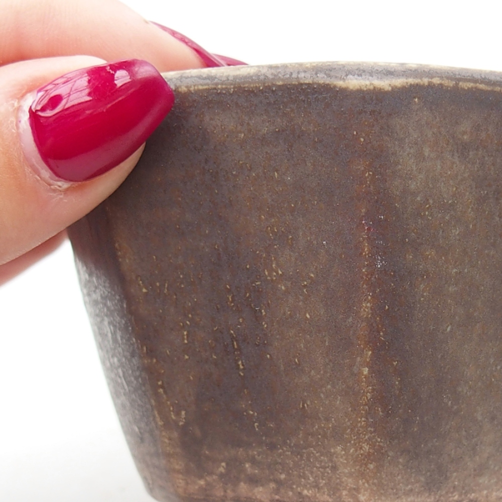 Cuenco bonsái de cerámica 8,5 x 8,5 x 6 cm, marrón