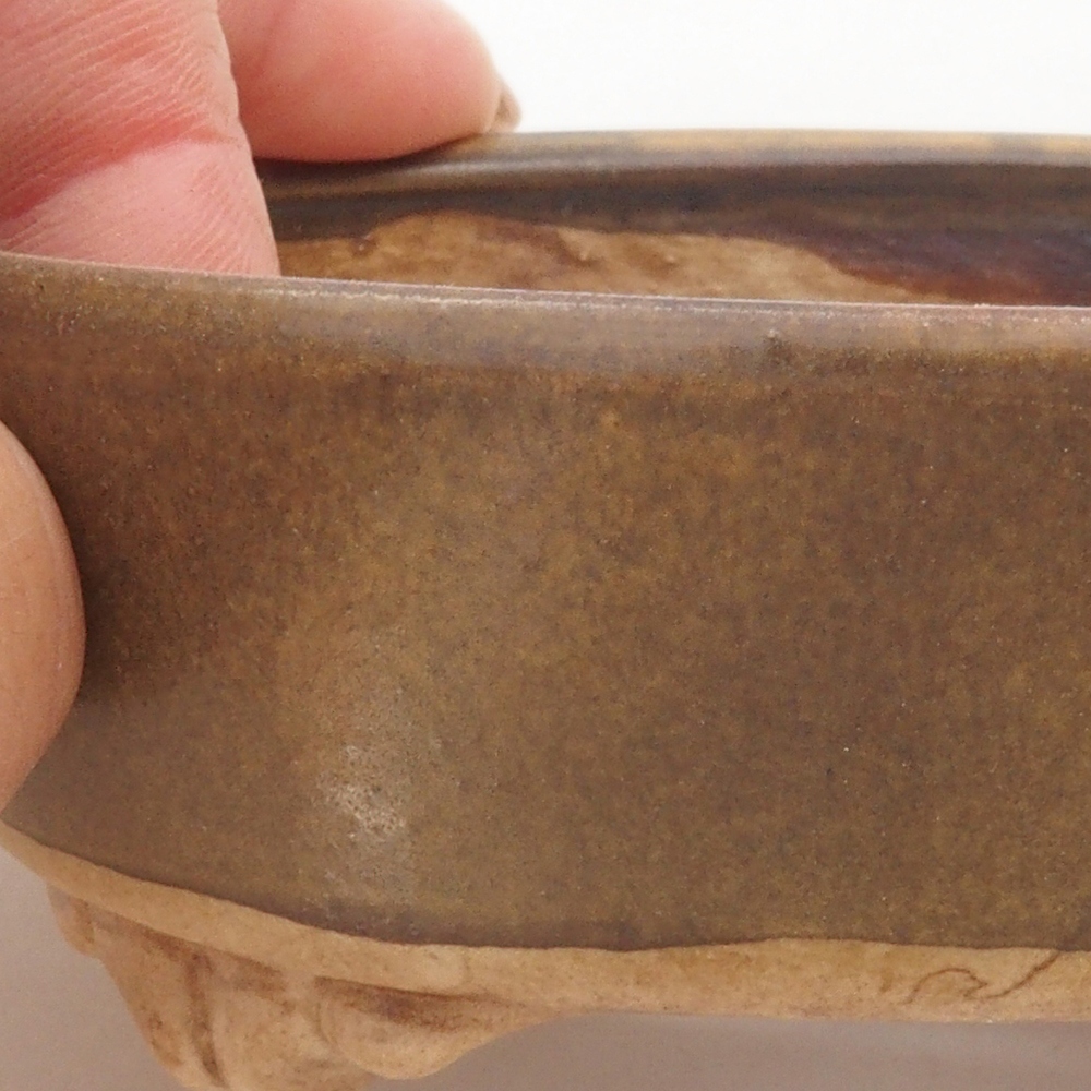 Cuenco bonsái de cerámica 10 x 8,5 x 4 cm, marrón