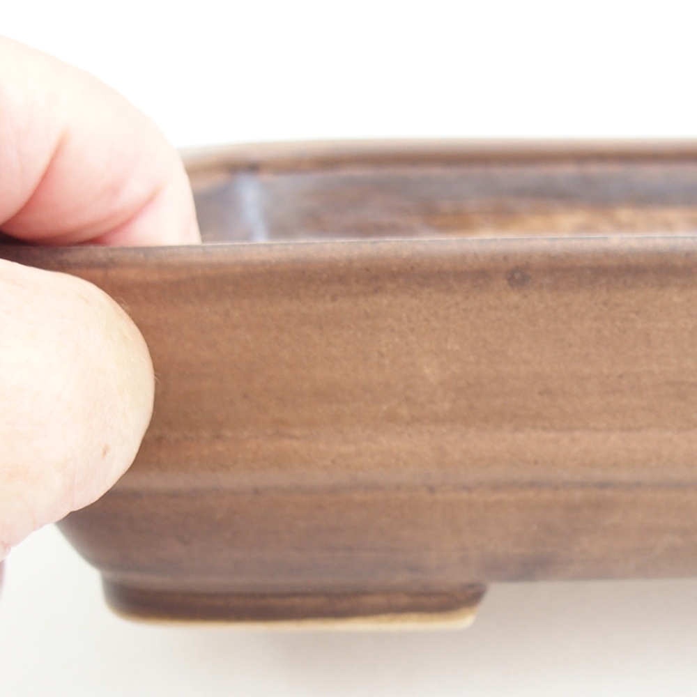 Cuenco bonsái de cerámica 21,5 x 17,5 x 5,5 cm, marrón