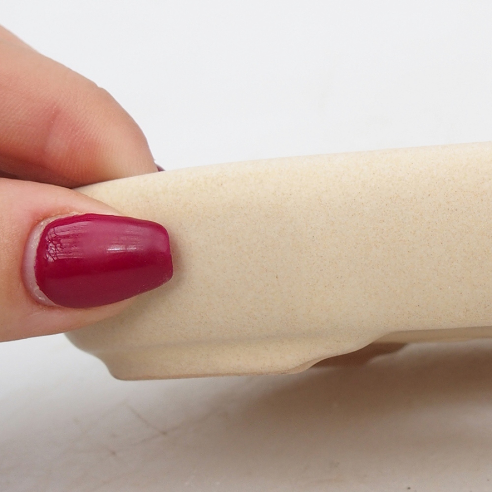 Cuenco bonsái de cerámica 13,5 x 10 x 3 cm, color beige