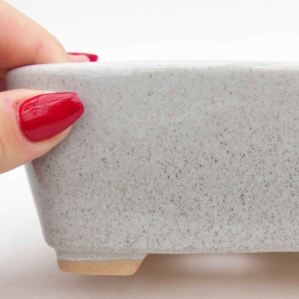 Cuenco bonsái de cerámica 13,5 x 10,5 x 6 cm, gris