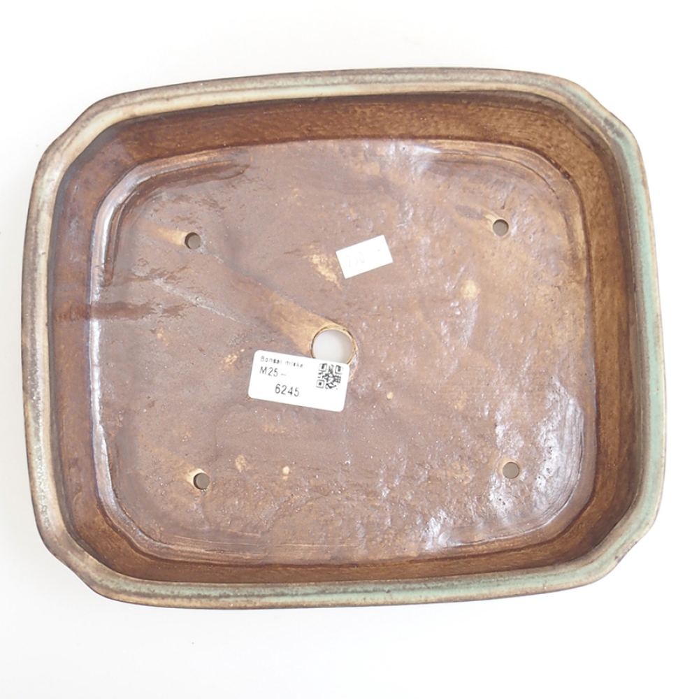 Cuenco bonsái de cerámica 24 x 20,5 x 6 cm, verde