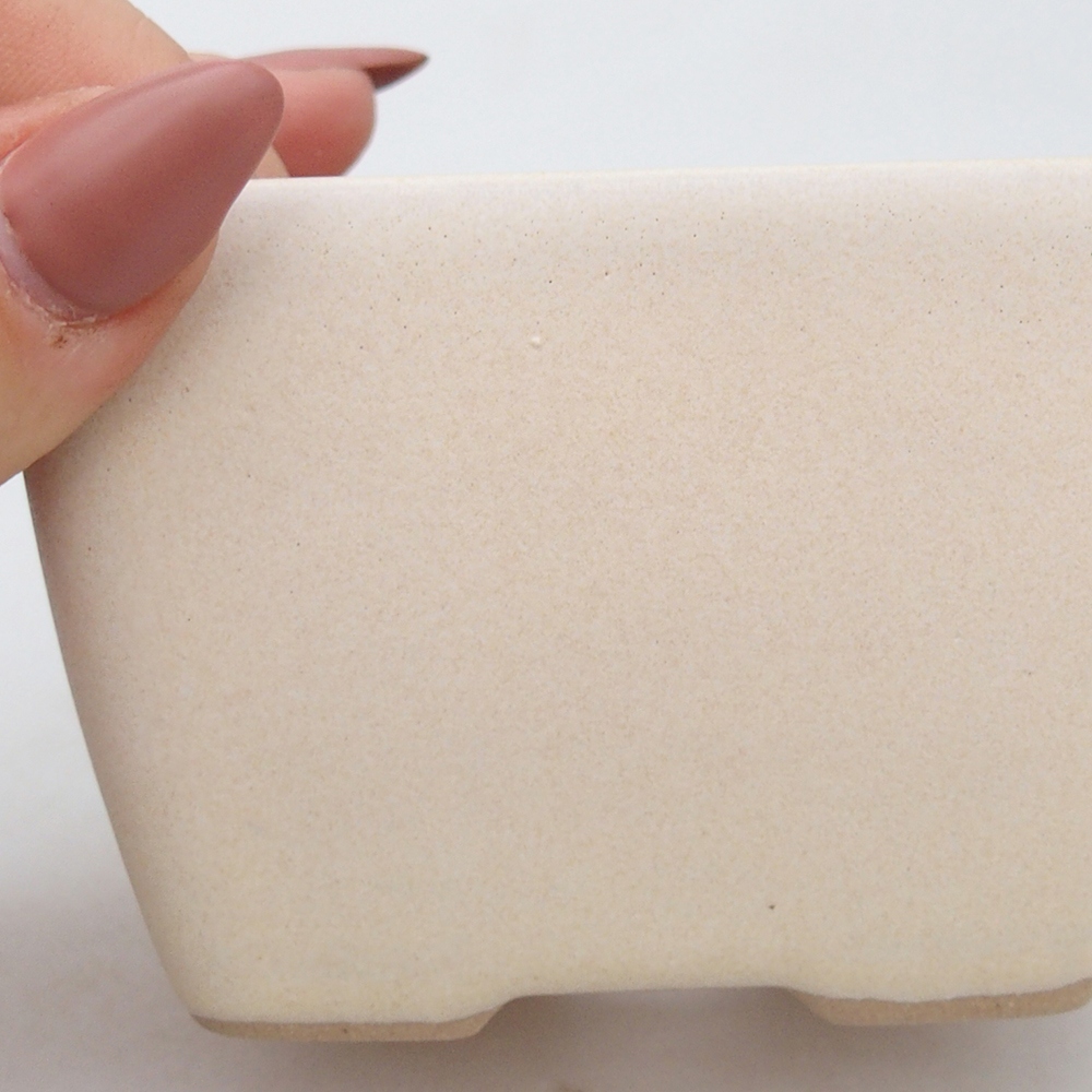 Cuenco bonsái de cerámica 8,5 x 8,5 x 6 cm, color beige