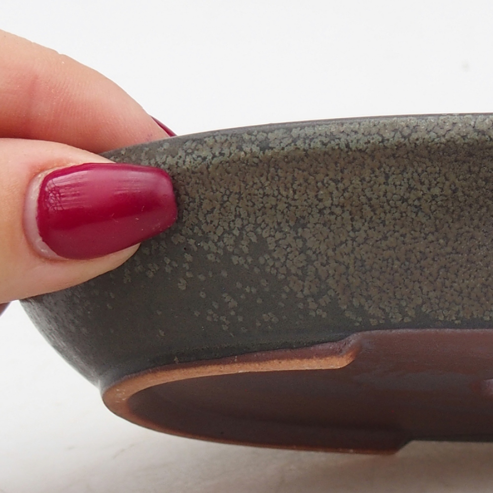 Cuenco bonsái de cerámica 15,5 x 11 x 2,5 cm, gris