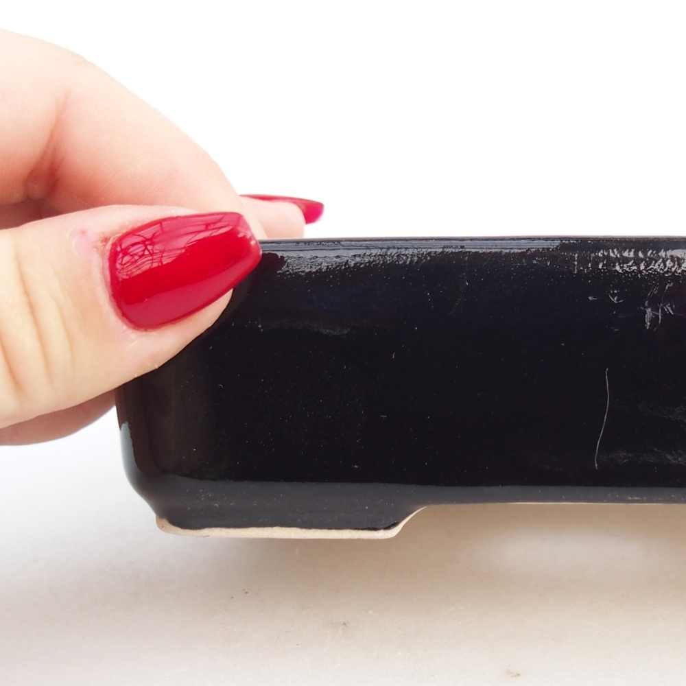 Cuenco bonsái de cerámica 12,5 x 9,5 x 3,5 cm, negro