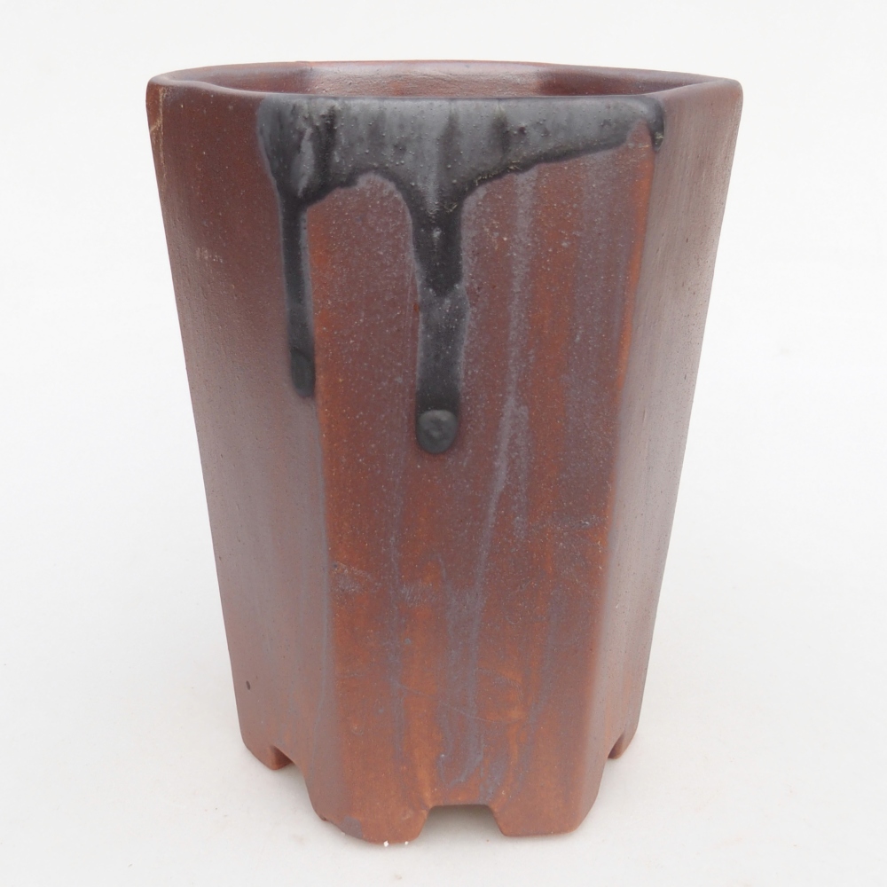 Cuenco bonsái de cerámica 12,5 x 11,5 x 16,5 cm, color metálico