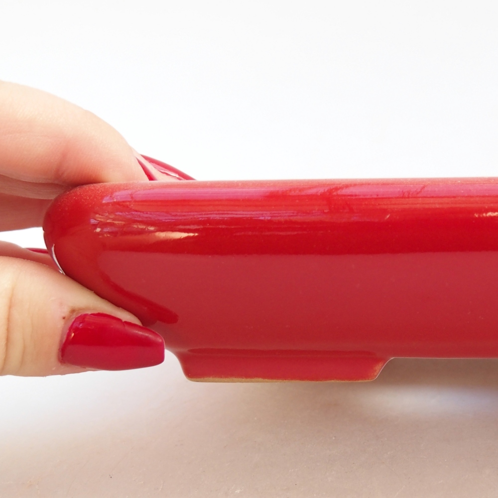 Cuenco bonsái de cerámica 16,5 x 13,5 x 3,5 cm, color rojo