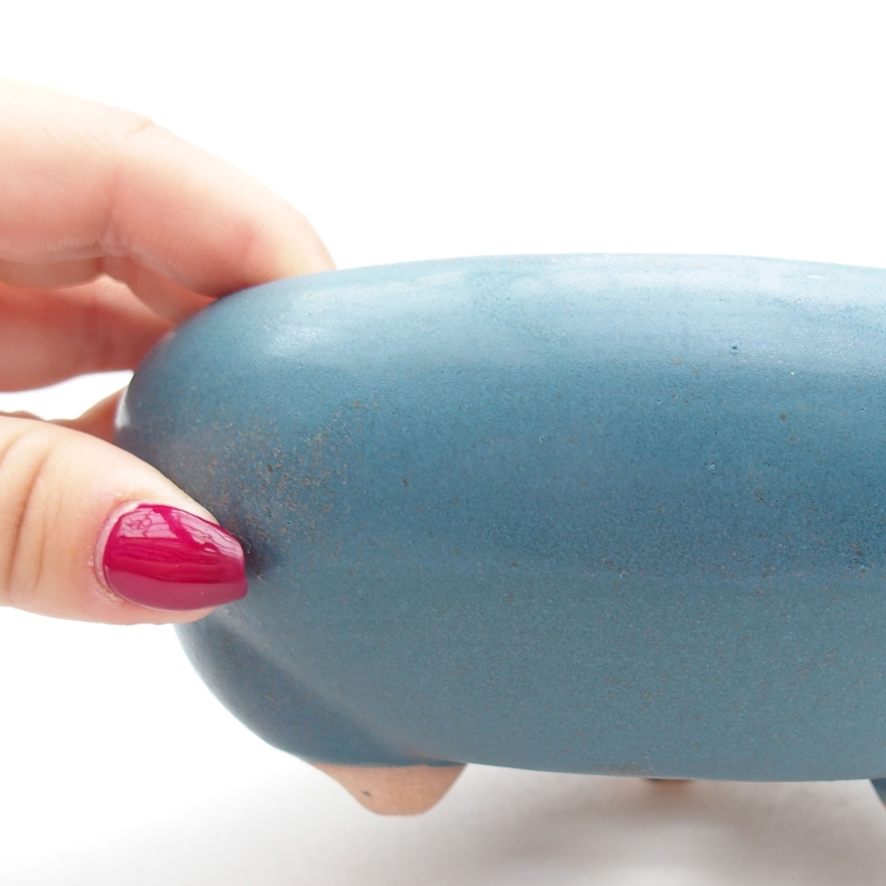 Cuenco bonsái de cerámica 14 x 14 x 6,5 cm, color azul