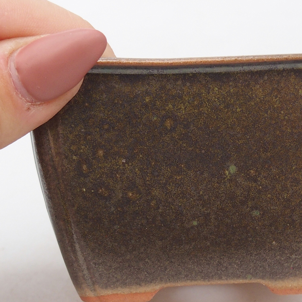 Cuenco bonsái de cerámica 8,5 x 8,5 x 5 cm, marrón