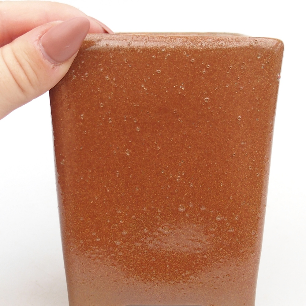 Cuenco bonsái de cerámica 8,5 x 8,5 x 11,5 cm, marrón