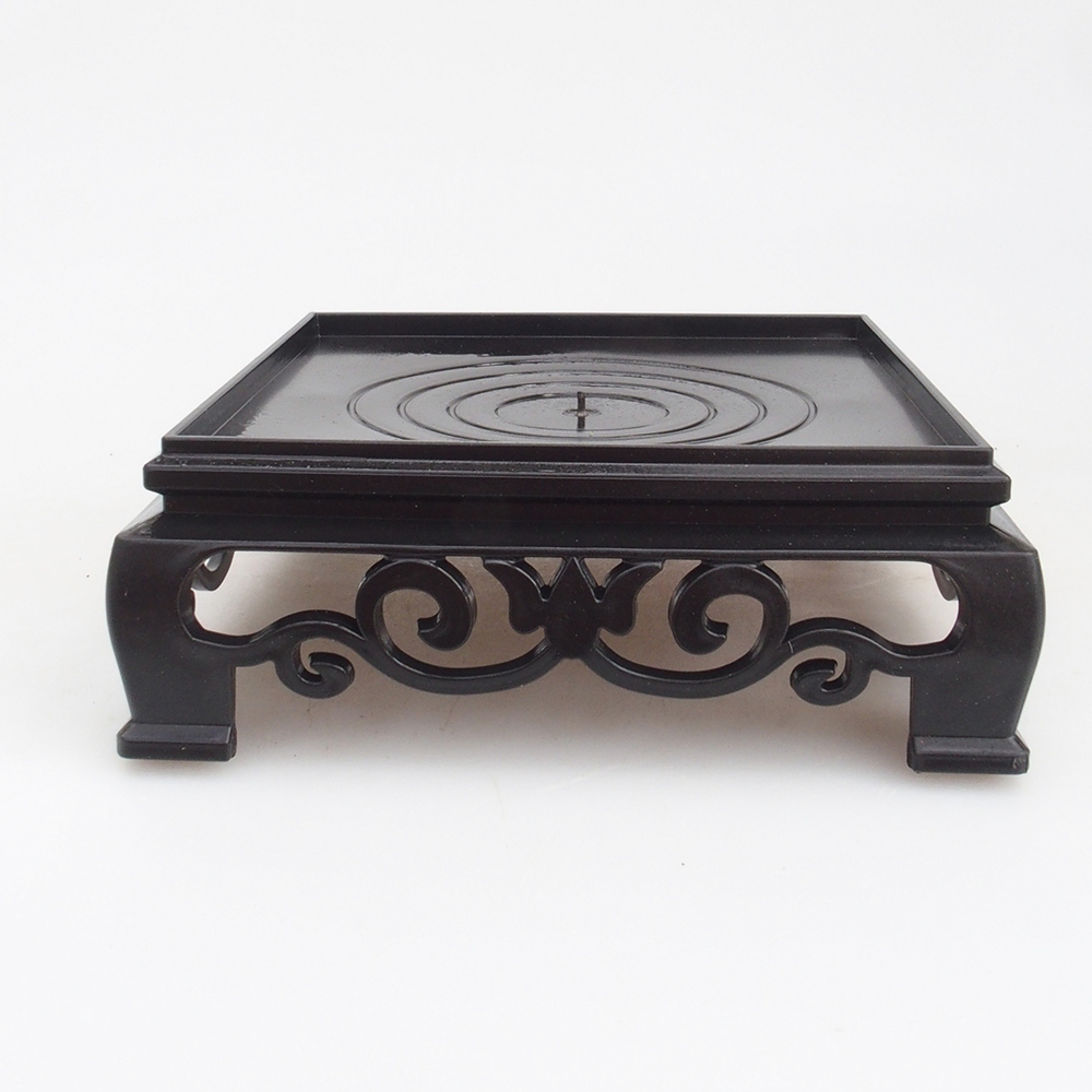 Mesa bonsai cuadrada de plástico 12,5 x 12,5 x 4 cm, color negro