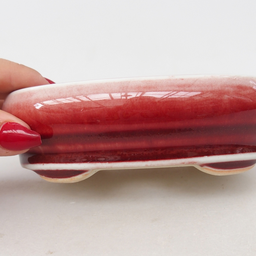 Cuenco bonsái de cerámica 13 x 8,5 x 4 cm, color rojo