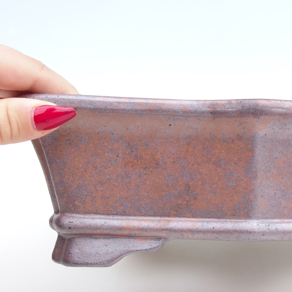 Cuenco bonsái de cerámica 27,5 x 19 x 8 cm, color metálico