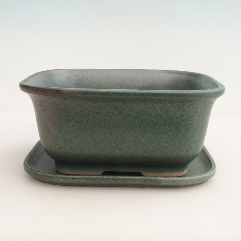 Cuenco bonsái + platillo H36 - 17 x 15 x 7,5 cm - verde
