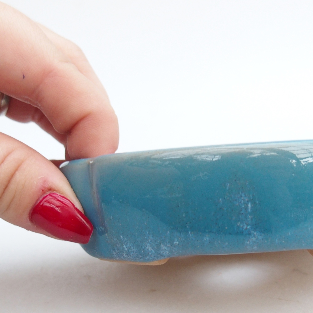 Cuenco bonsái de cerámica 11 x 11 x 3 cm, color azul