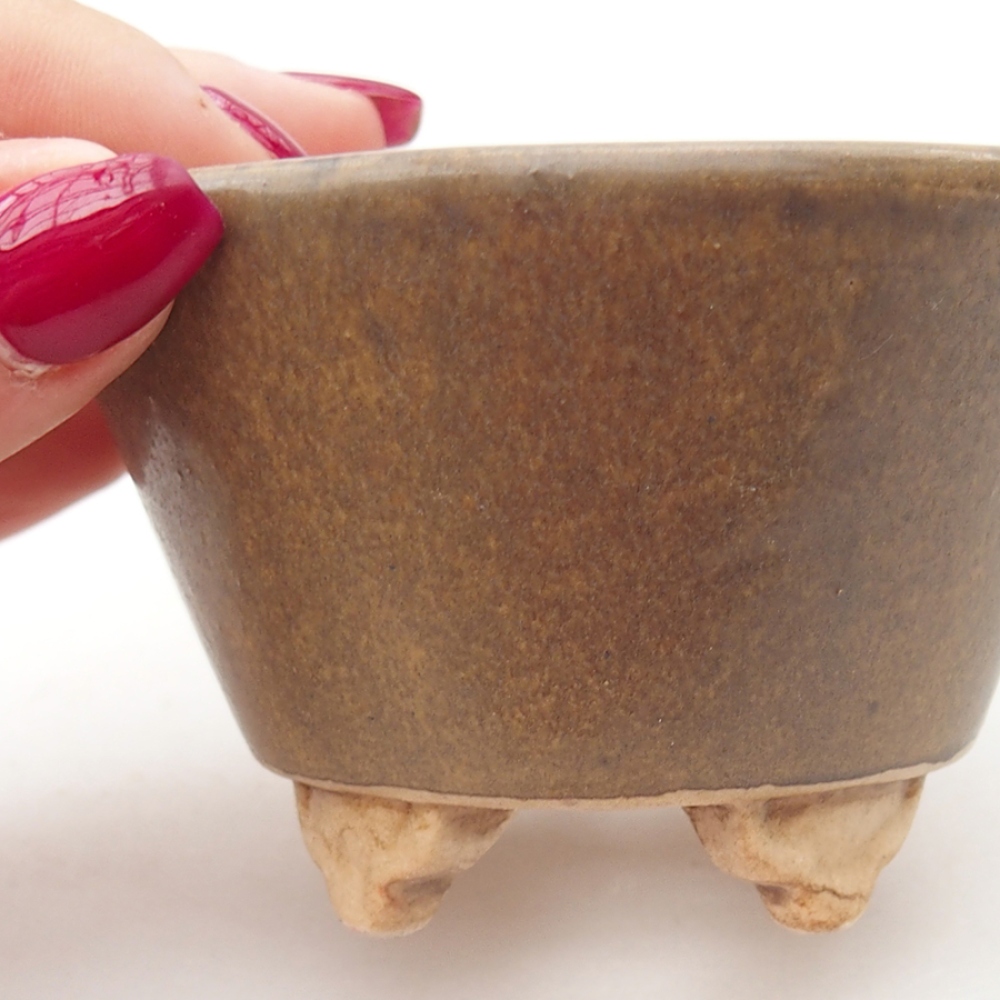 Cuenco bonsái de cerámica 8 x 8 x 5,5 cm, marrón