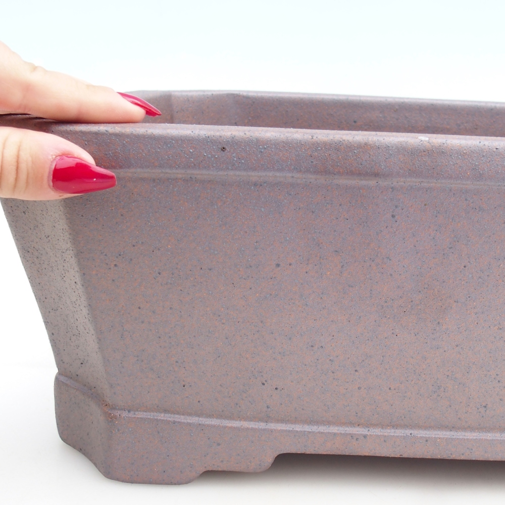 Cuenco bonsái de cerámica 33 x 26 x 12,5 cm, color metálico