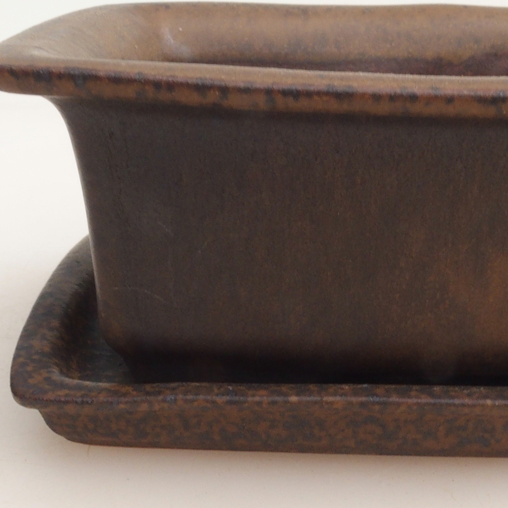 Cuenco bonsái + platillo H11 - 11,5 x 10 x 4 cm - marrón