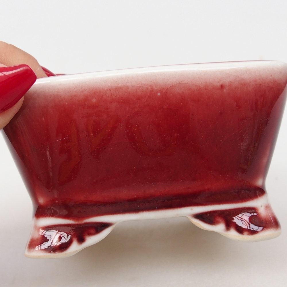 Cuenco bonsái de cerámica 9,5 x 9,5 x 5 cm, color rojo