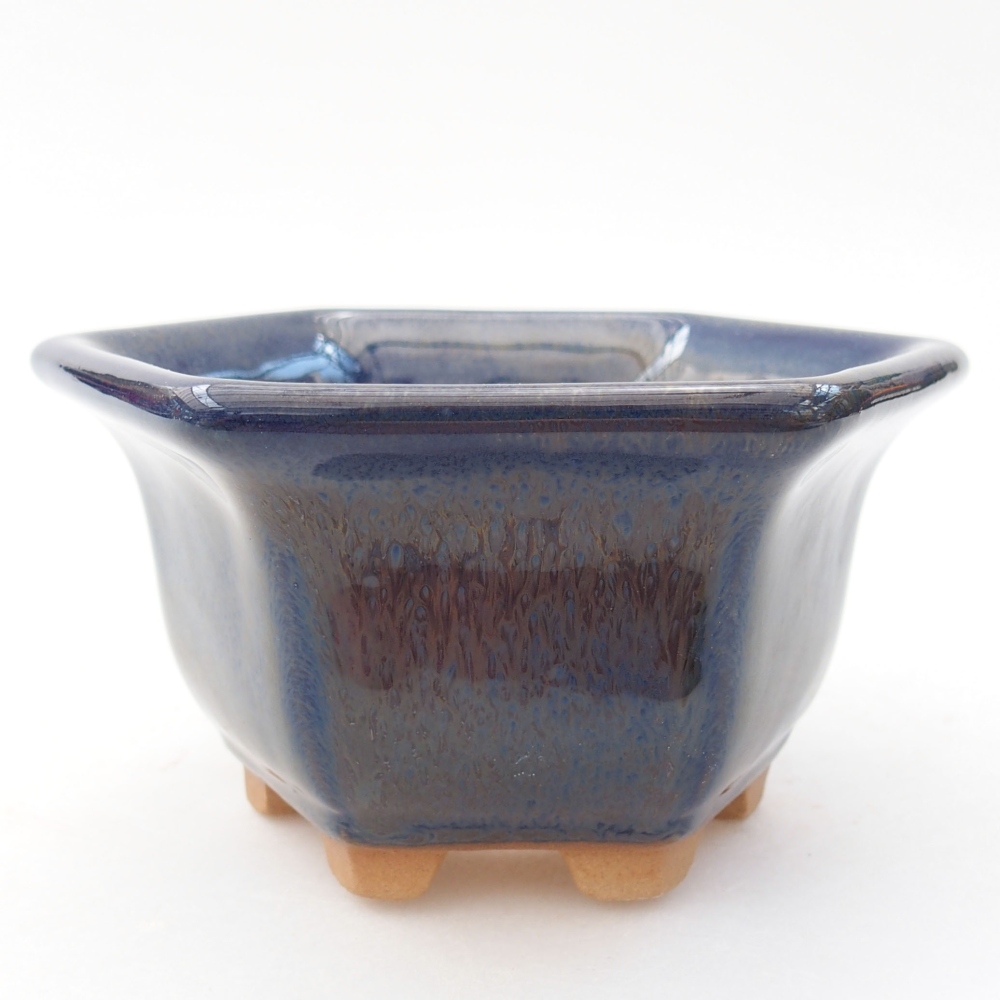 Cuenco bonsái de cerámica 10,5 x 9,5 x 5,5 cm, color azul