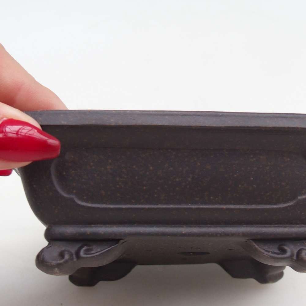 Cuenco bonsái de cerámica 12 x 11 x 4,5 cm, color ocre parduzco