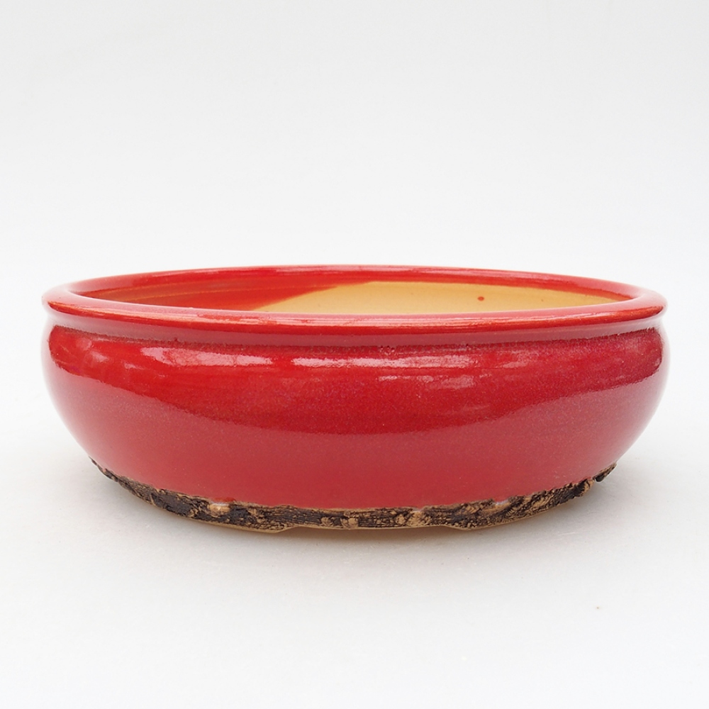 Cuenco bonsái de cerámica 18,5 x 18,5 x 6 cm, color rojo