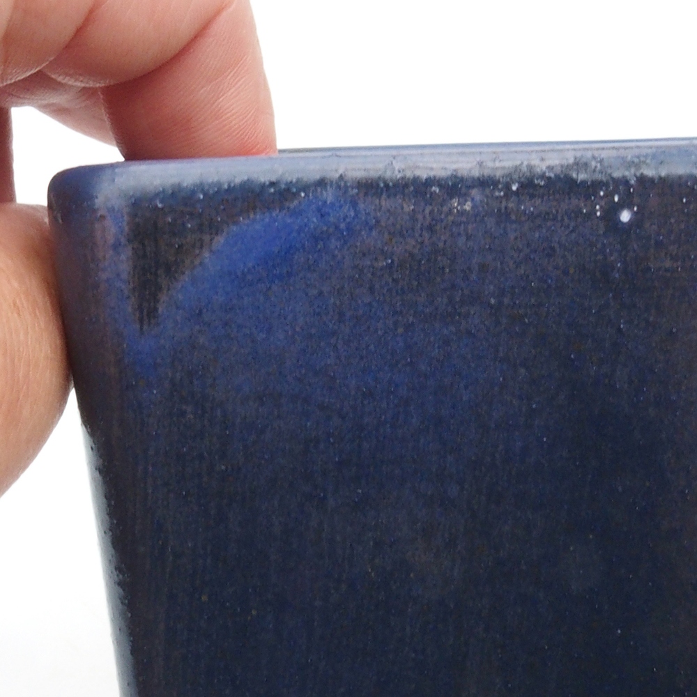 Cuenco bonsái de cerámica 8,5 x 8,5 x 10,5 cm, color azul