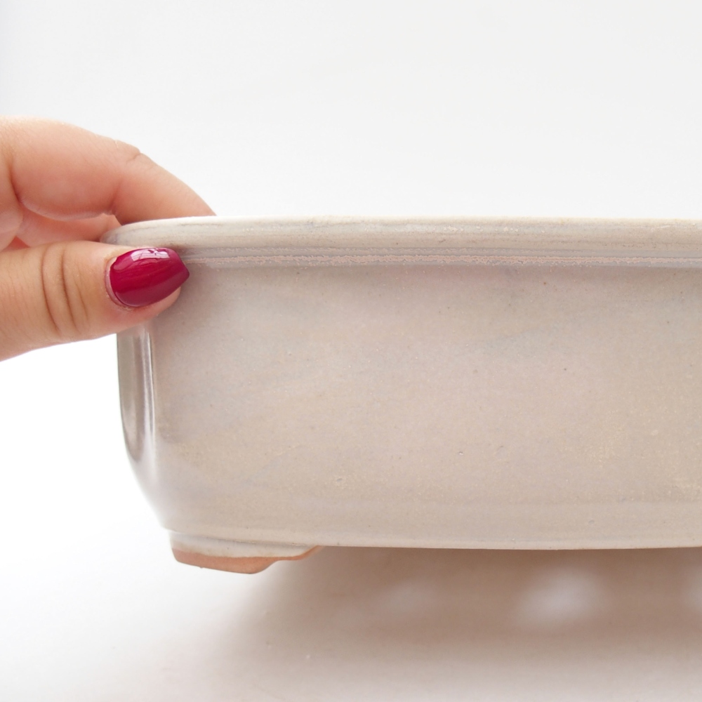 Cuenco bonsái de cerámica 24,5 x 21 x 7 cm, color beige