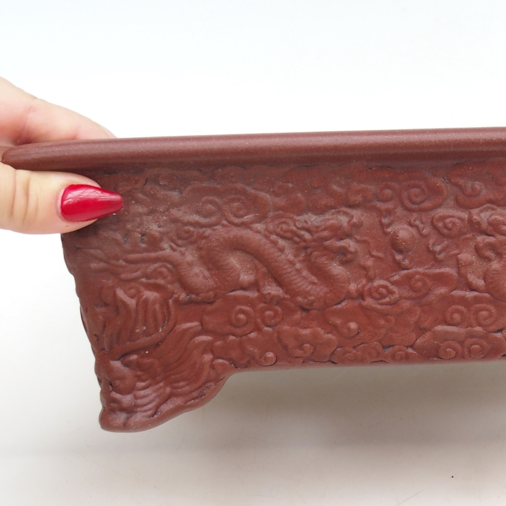 Cuenco bonsái de cerámica 25,5 x 18,5 x 9 cm, marrón