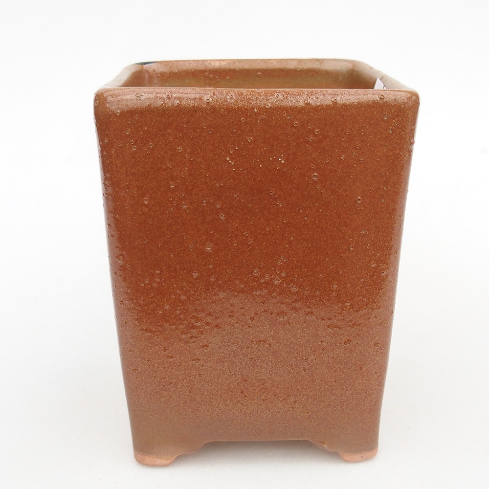 Cuenco bonsái de cerámica 8,5 x 8,5 x 11,5 cm, marrón
