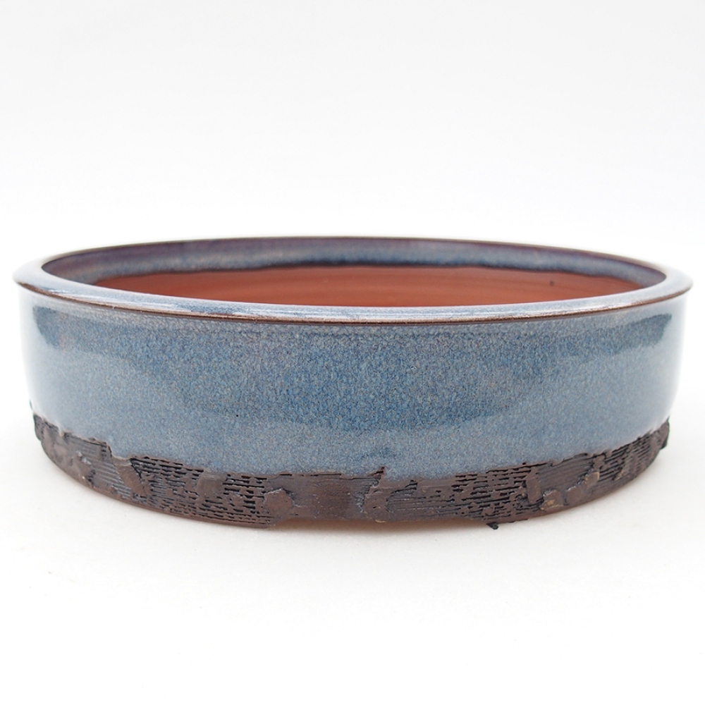 Cuenco bonsái de cerámica 20 x 20 x 5 cm, color azul