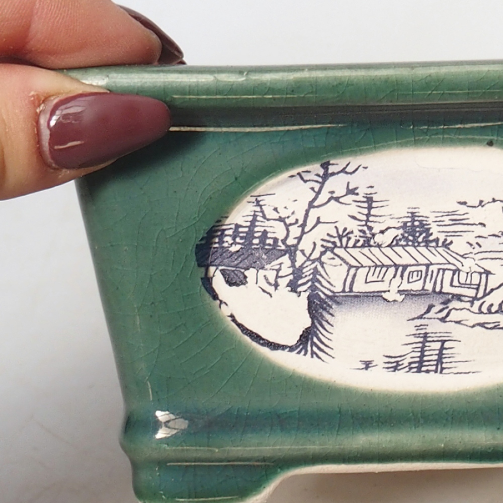 Cuenco bonsái de cerámica 13 x 13 x 7 cm, verde