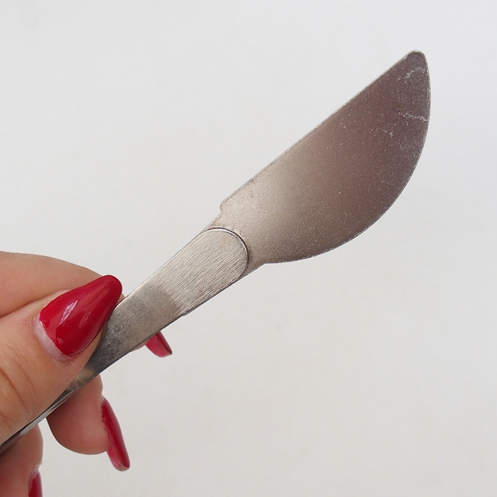 Espátula y pinzas curvas 22 cm - acero inoxidable