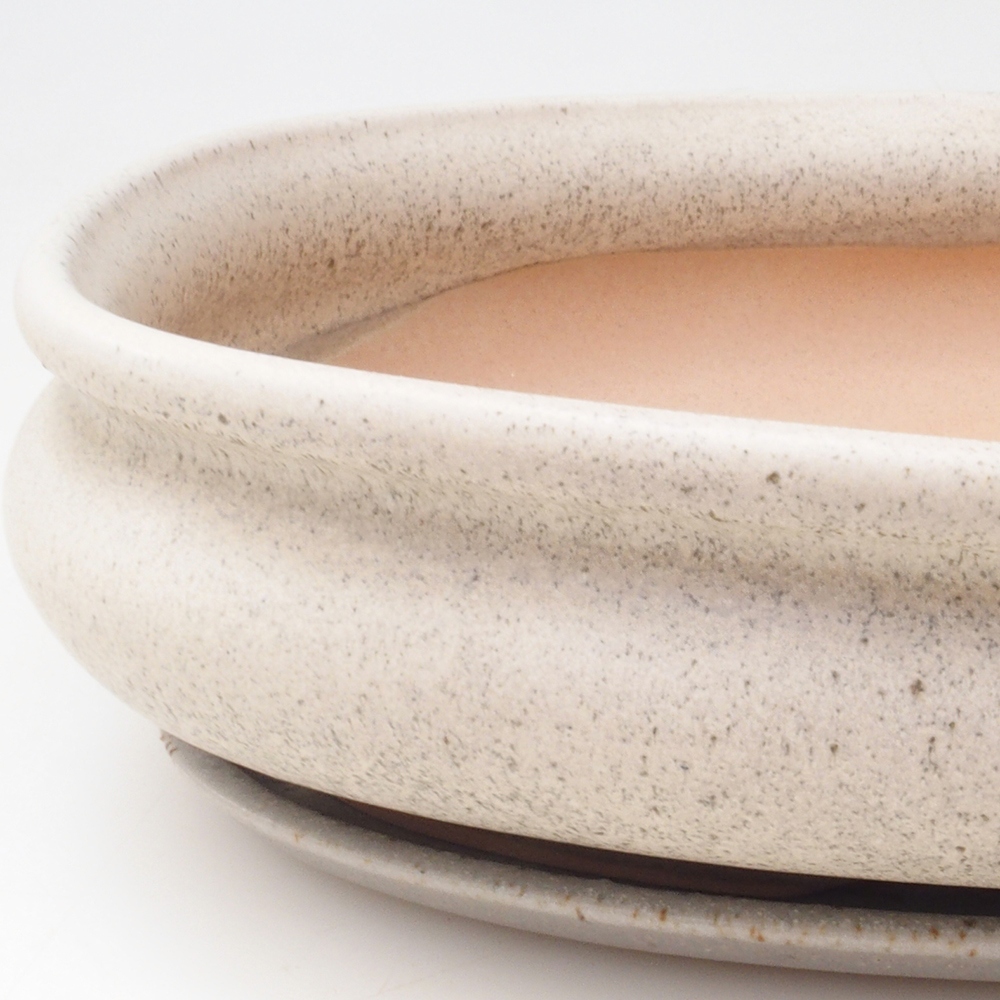 Cuenco bonsai + platillo H15 - 25,5x17,5x6 cm. - beige