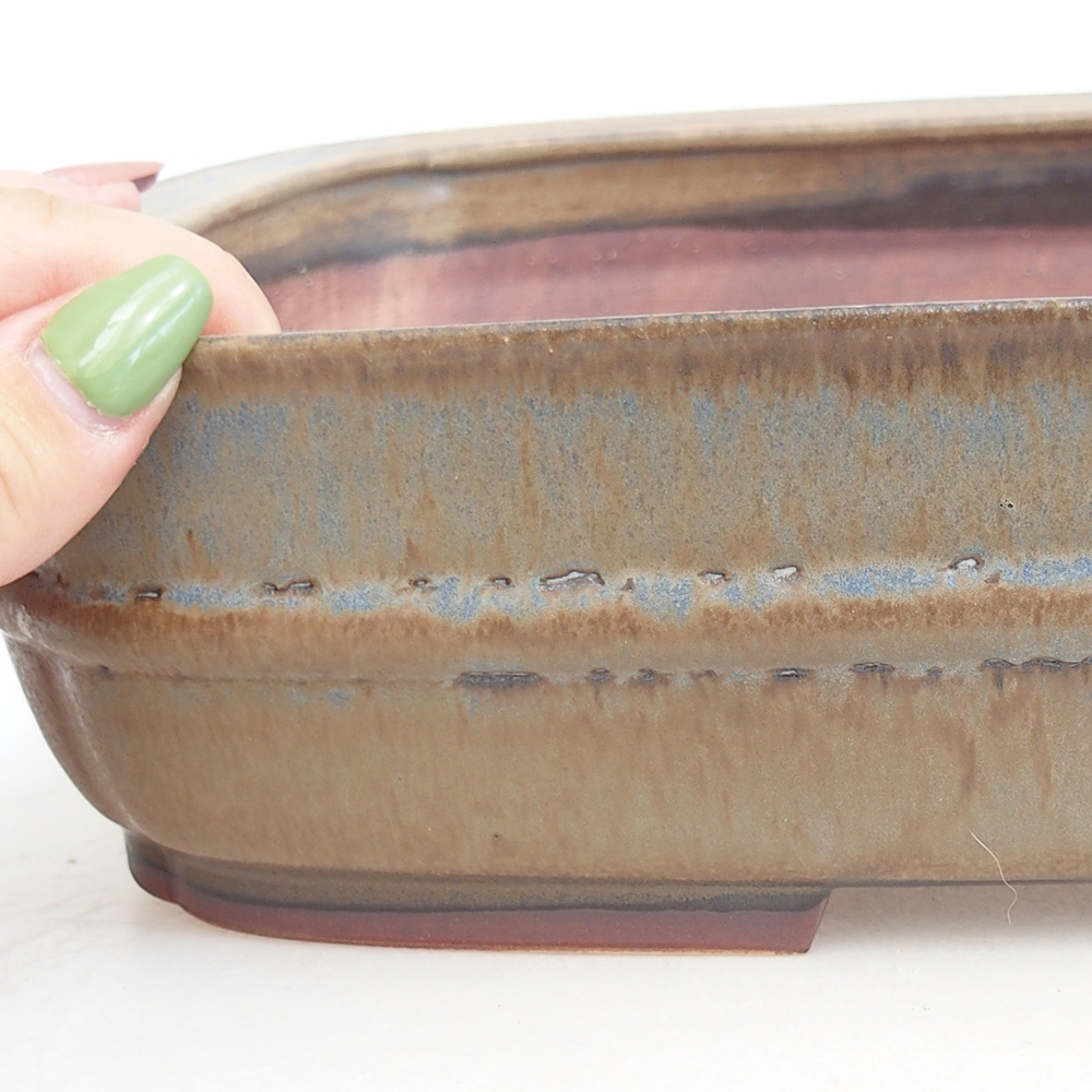 Cuenco bonsái de cerámica 29,5 x 24 x 7 cm, color azul