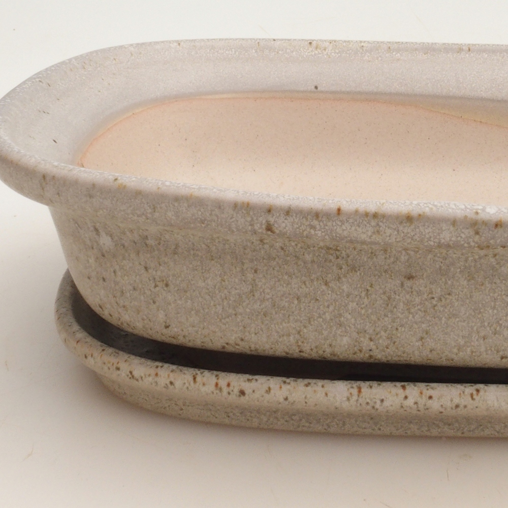 Cuenco bonsái + platillo H25 - 23 x 17 x 5,5 cm - beige