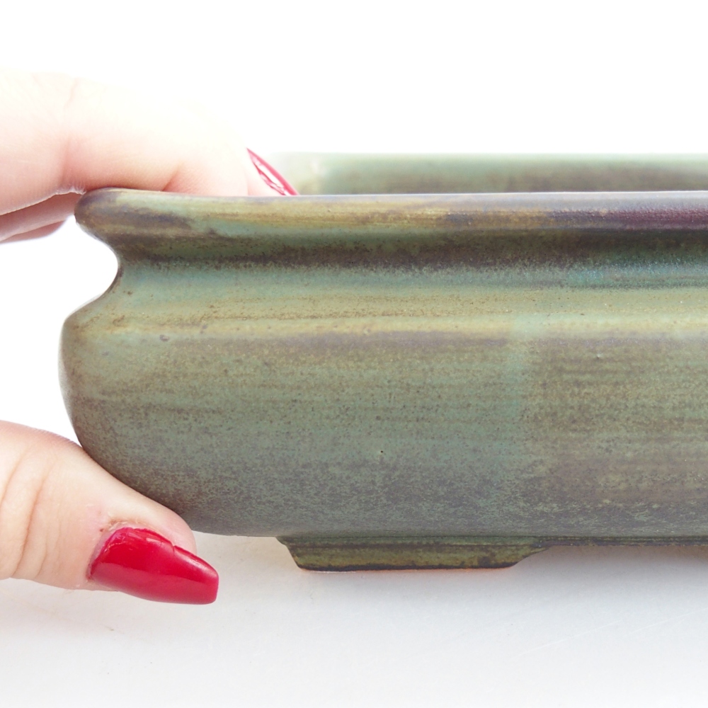 Cuenco bonsái de cerámica 15,5 x 15,5 x 6 cm, verde