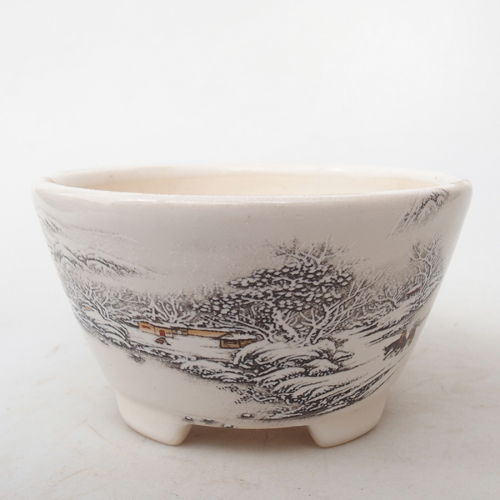 Cuenco bonsái de cerámica 12 x 12 x 6,5 cm, color blanco