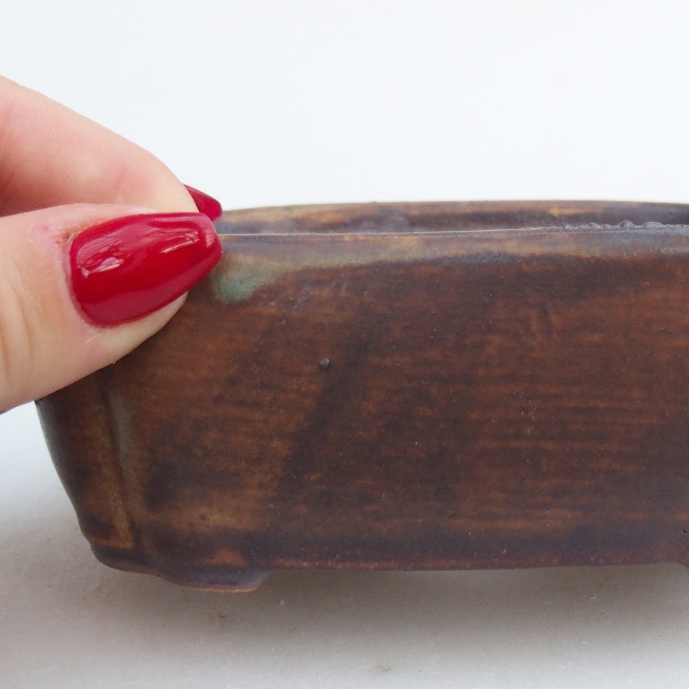 Cuenco bonsái de cerámica 12,5 x 9,5 x 4,5 cm, marrón