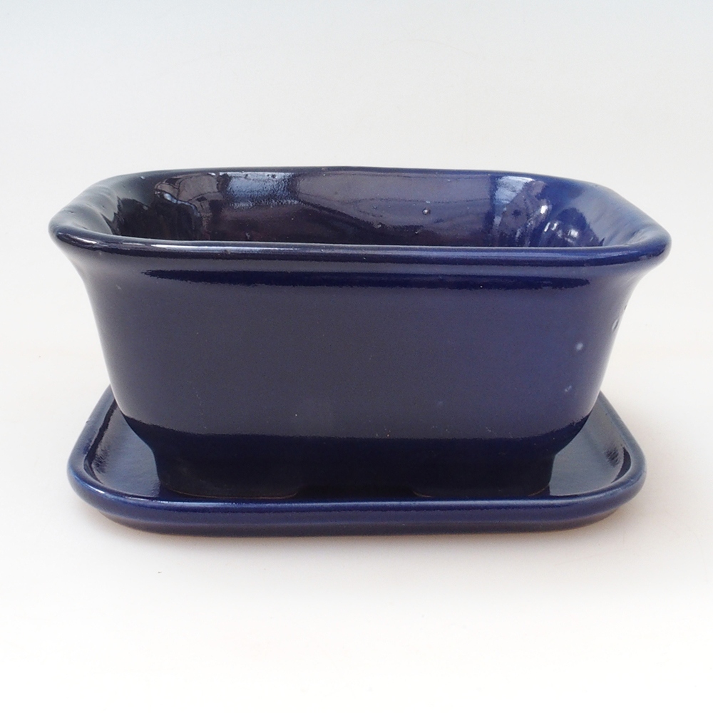 Cuenco bonsai + platillo H38 - 12x10x5,5 cm. - azul