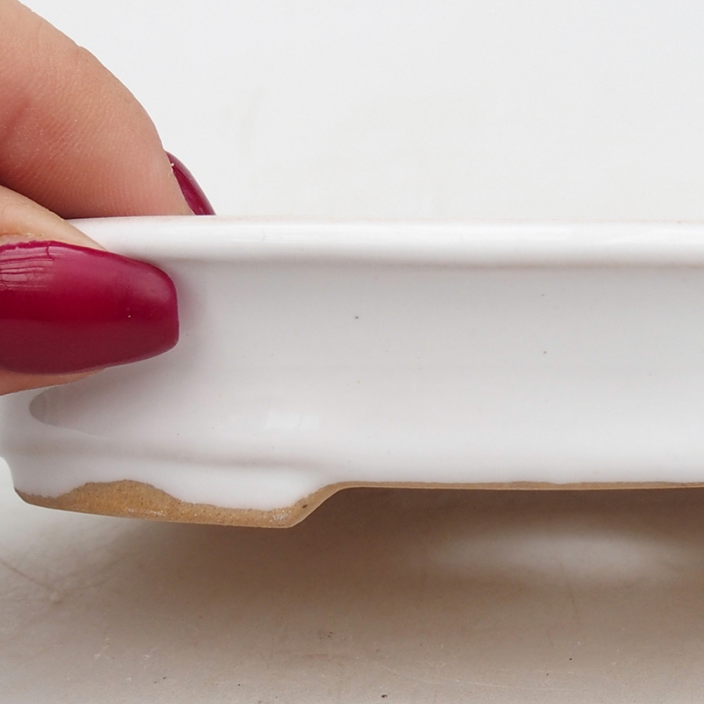 Cuenco bonsái de cerámica 13 x 11 x 2,5 cm, color blanco