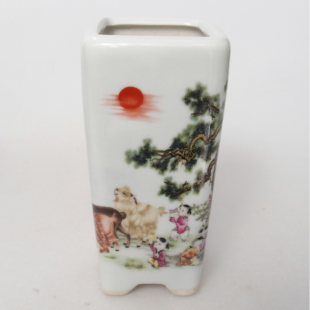 Cuenco bonsái de cerámica 5,5 x 5,5 x 12 cm, color blanco