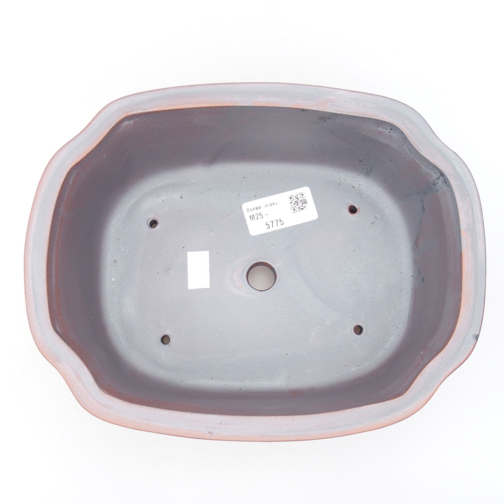 Cuenco bonsái de cerámica 22,5 x 17,5 x 7,5 cm, color metálico