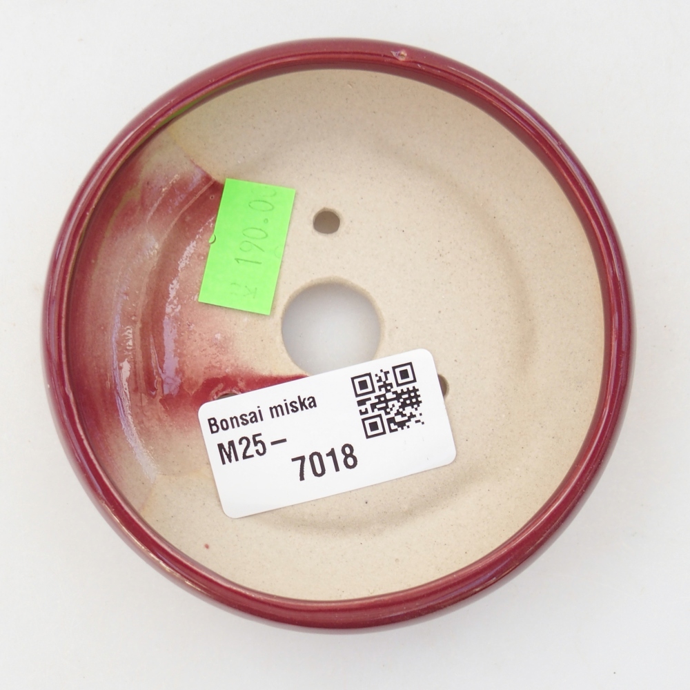 Cuenco bonsái de cerámica 9 x 9 x 2,5 cm, color burdeos
