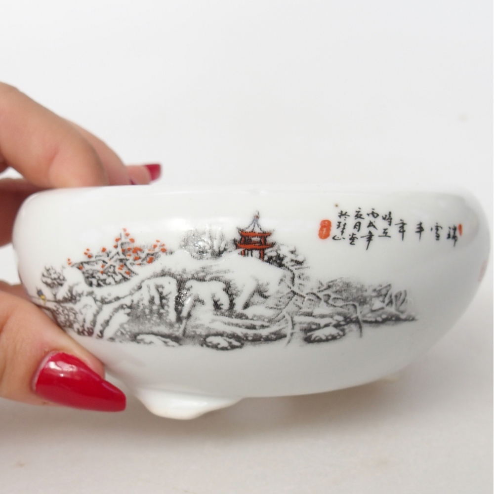 Cuenco bonsái de cerámica 10 x 10 x 5 cm, color blanco