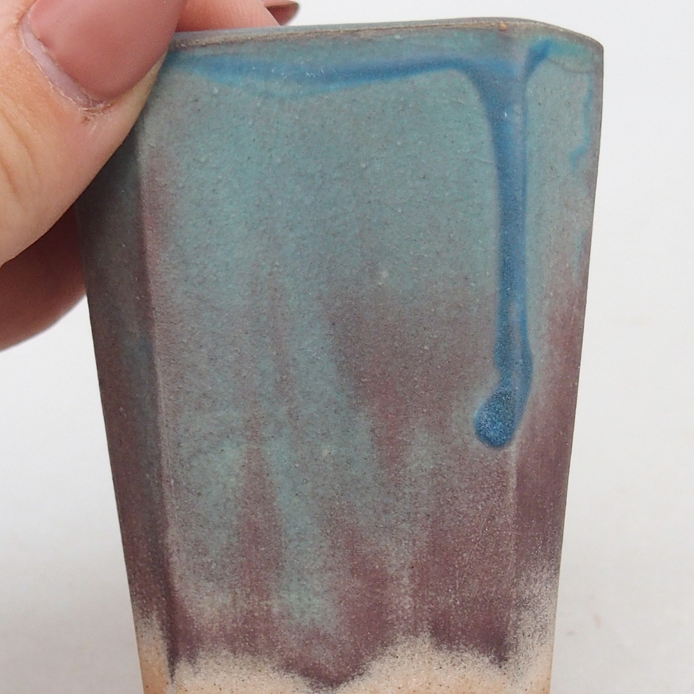 Cuenco bonsái de cerámica 5,5 x 5,5 x 7 cm, color azul