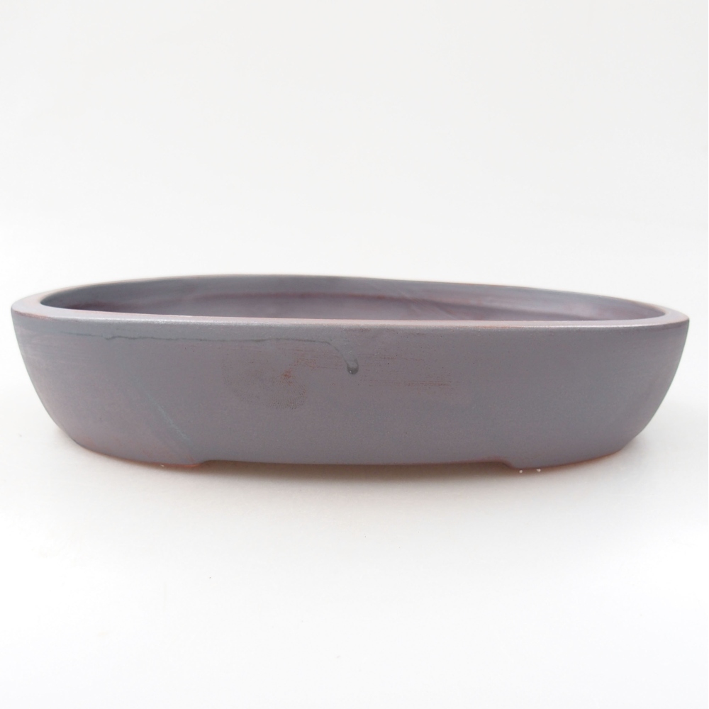 Cuenco bonsái de cerámica 22 x 16,5 x 4 cm, color metálico