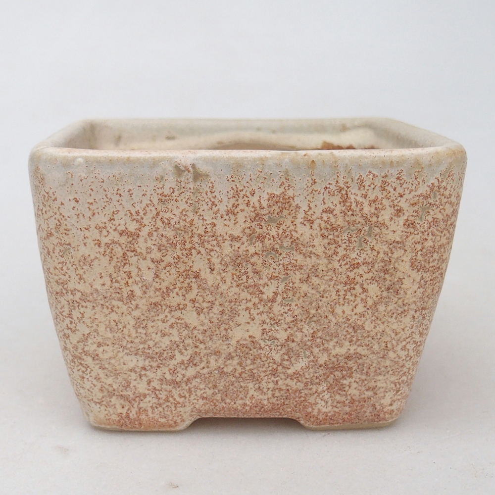 Cuenco bonsái de cerámica 8,5 x 8,5 x 6 cm, color beige